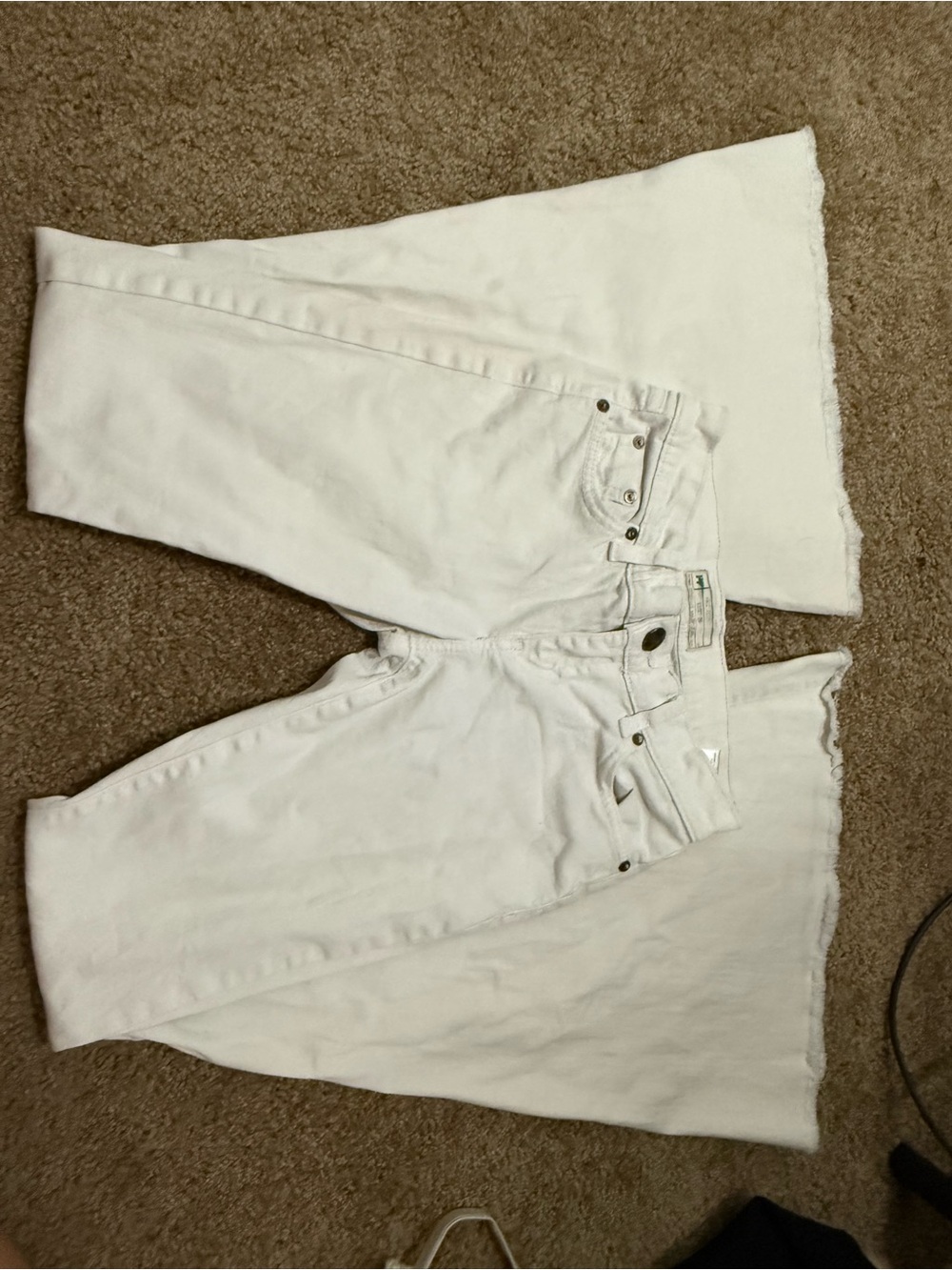 Free People- White Raw Hem Flare Jeans